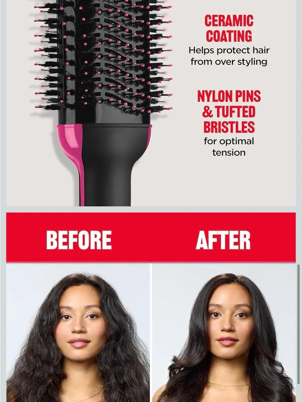 Revlon Black Hot Air Round Brush with Pink Accents